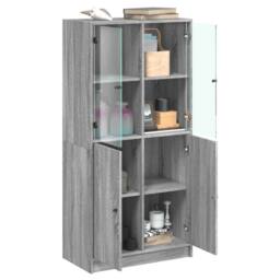 Berkfield Home Highboard with Doors Grey Sonoma 68x37x142 cm Engineered Wood - Size: 68 x 37 x 142 cm - thumbnail 4