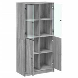 Berkfield Home Highboard with Doors Grey Sonoma 68x37x142 cm Engineered Wood - Size: 68 x 37 x 142 cm - thumbnail 6
