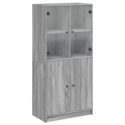 Berkfield Home Highboard with Doors Grey Sonoma 68x37x142 cm Engineered Wood - Size: 68 x 37 x 142 cm - thumbnail 2