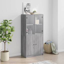 Berkfield Home Highboard with Doors Grey Sonoma 68x37x142 cm Engineered Wood - Size: 68 x 37 x 142 cm - thumbnail 3