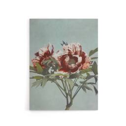 "Artery8 Tree Peonies Pink Flower Blooms Canvas Wall Art Print Kazumasa in Blue - Size: W24"" x H32""" - thumbnail 1