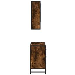 Berkfield Home Durable 2 Piece Bathroom Furniture Set Smoked Oak Engineered Wood in Brown - thumbnail 6