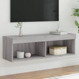 Berkfield Home TV Cabinet with LED Lights Grey Sonoma 100x30x30 cm - Size: 100 x 30 x 30 cm - thumbnail 2