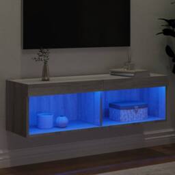 Berkfield Home TV Cabinet with LED Lights Grey Sonoma 100x30x30 cm - Size: 100 x 30 x 30 cm - thumbnail 4