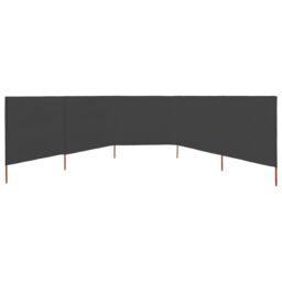 Berkfield Home 5-panel Wind Screen Fabric 600x80 cm Anthracite in Black - thumbnail 3