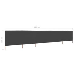 Berkfield Home 5-panel Wind Screen Fabric 600x80 cm Anthracite in Black - thumbnail 6