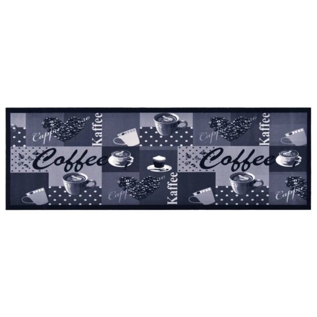 Berkfield Home Kitchen Carpet Washable Coffee Blue 60x180 cm - image 1