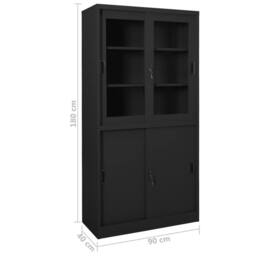 Berkfield Home Office Cabinet with Sliding Door Anthracite 90x40x180 cm Steel in Black - Size: 90 x 40 x 180 cm - thumbnail 8