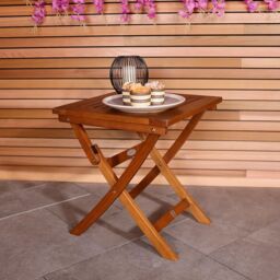 Charles Bentley Wooden Square Foldable Table Certified in Brown
