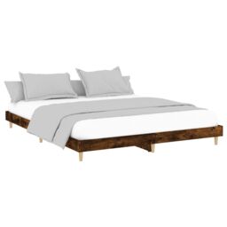 Berkfield Home Bed Frame Smoked Oak 120x200 cm Engineered Wood in Brown - Size: Small Double - thumbnail 3