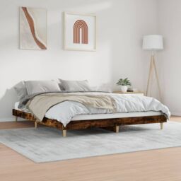 Berkfield Home Bed Frame Smoked Oak 120x200 cm Engineered Wood in Brown - Size: Small Double - thumbnail 4