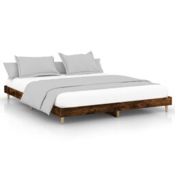 Berkfield Home Bed Frame Smoked Oak 120x200 cm Engineered Wood in Brown - Size: Small Double - thumbnail 2
