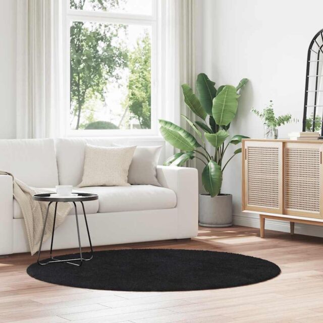 Berkfield Home Shaggy Rug High Pile NAVARRA Black 160x160 cm Polyester - Size: Medium - image 1