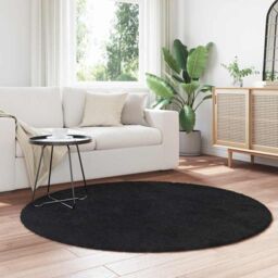 Berkfield Home Shaggy Rug High Pile NAVARRA Black 160x160 cm Polyester - Size: Medium - thumbnail 3