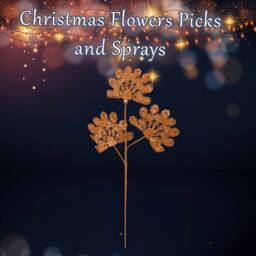 VFM e-Store Christmas Long Stem with Glitter Decoration 60cm x 22cm Orange X 1 - Size: 60 cm x 22 cm - thumbnail 3