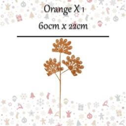 VFM e-Store Christmas Long Stem with Glitter Decoration 60cm x 22cm Orange X 1 - Size: 60 cm x 22 cm - thumbnail 2