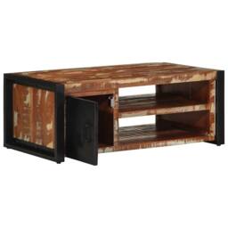 Berkfield Home Coffee Table Multicolour 90x50x36 cm Solid Wood Reclaimed - Size: 90 x 50 x 36 cm - thumbnail 4