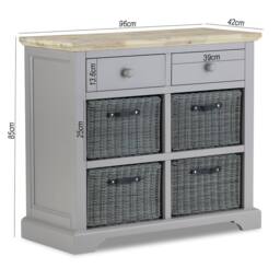 Statement Furniture Florence Sideboard with 2 Drawers & Removable Storage Baskets in Light Grey - thumbnail 6