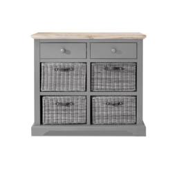 Statement Furniture Florence Sideboard with 2 Drawers & Removable Storage Baskets in Light Grey - thumbnail 7