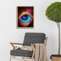 "Artery8 Wall Art Print The Eye Of God Vibrant Luminescent Space Nebula All Seeing Art Framed in Light Oak - Size: W12"" x H16""" - thumbnail 2