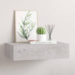 Berkfield Home Elegant Wall-mounted Drawer Shelf Concrete Grey 40x23.5x10cm MDF - Size: 40x23.5x10 cm - thumbnail 2