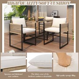 Direct Wicker Garden Dining Set with 4 Stackable Chairs, Outdoor Furniture Set in Beige - Size: 4 Person - thumbnail 4