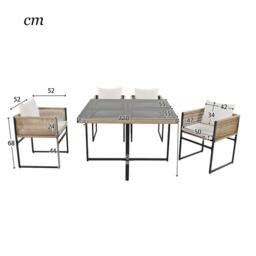 Direct Wicker Garden Dining Set with 4 Stackable Chairs, Outdoor Furniture Set in Beige - Size: 4 Person - thumbnail 2