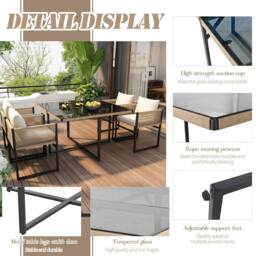 Direct Wicker Garden Dining Set with 4 Stackable Chairs, Outdoor Furniture Set in Beige - Size: 4 Person - thumbnail 3
