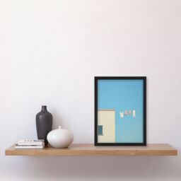 Artery8 Wall Art Print Laundry Line On Blue By Amy Denver Minimalist Soft Pastel Utility Room Minimalism Simple Modern Artwork Art Framed - thumbnail 4