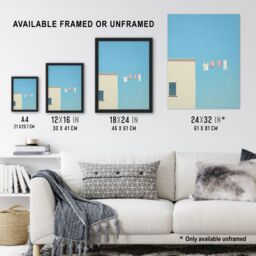 Artery8 Wall Art Print Laundry Line On Blue By Amy Denver Minimalist Soft Pastel Utility Room Minimalism Simple Modern Artwork Art Framed - thumbnail 3