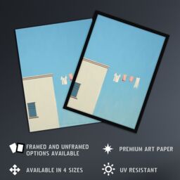 Artery8 Wall Art Print Laundry Line On Blue By Amy Denver Minimalist Soft Pastel Utility Room Minimalism Simple Modern Artwork Art Framed - thumbnail 2