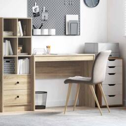 Berkfield Home Writing Desk Sonoma oak Engineered wood 100 x 40 x 76 cm Simple in Light Tan - thumbnail 2