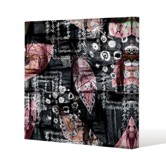 Benjamin Tate Design Boho pattern with feathers (Canvas Print) / 127 x 127 x 4cm in Natural - Size: 127 x 127 x 4 cm - image 1