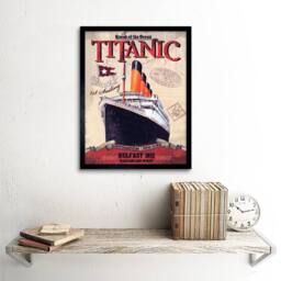"Artery8 Travel Transport Titanic Liner Disaster Queen Ocean Framed Art Print in Red - Size: W12"" x H16""" - thumbnail 2