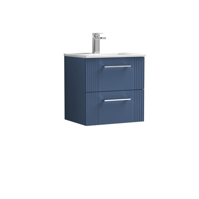 Balterley Wall Hung 2 Drawers Vanity Unit - Minimalist Basin 500mm, Satin Blue - image 1