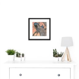 Artery8 Ohara Koson Two Peacocks On Tree Branch Painting 8X8 Inch Square Wooden Framed Wall Art Print Picture with Mount in Black - thumbnail 2