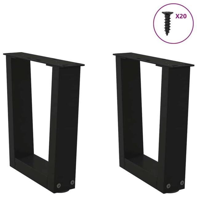 Berkfield Home Modern Dining Table Legs V-Shape 2 pcs Black 40x(30-31.3) cm Steel - image 1