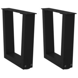 Berkfield Home Modern Dining Table Legs V-Shape 2 pcs Black 40x(30-31.3) cm Steel - thumbnail 2