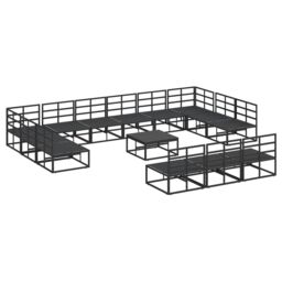 Berkfield Home Garden Sofa Set with Cushion with Pillow 14 pcs Black Aluminium - thumbnail 8