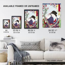 Artery8 Tsukioka Yoshitoshi Japanese Woman by a Plum Tree Framed Art Print - Size: A4 - thumbnail 3