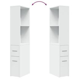 Berkfield Home Narrow Bathroom Cupboard with Wheels White Engineered Wood - thumbnail 8