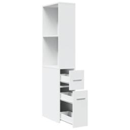 Berkfield Home Narrow Bathroom Cupboard with Wheels White Engineered Wood - thumbnail 7
