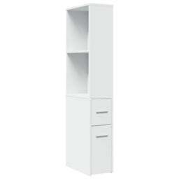 Berkfield Home Narrow Bathroom Cupboard with Wheels White Engineered Wood - thumbnail 3