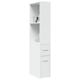 Berkfield Home Narrow Bathroom Cupboard with Wheels White Engineered Wood - thumbnail 2
