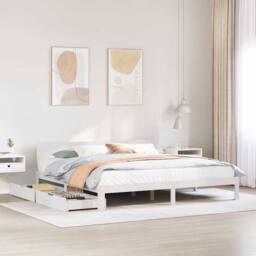 Berkfield Home Bed Frame with Drawers without Mattress White 200x200 cm - thumbnail 2
