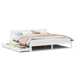 Berkfield Home Bed Frame with Drawers without Mattress White 200x200 cm - thumbnail 1