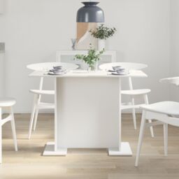 Berkfield Home Dining Table White 110x60x75 cm Engineered Wood - Size: 110 x 60 x 75 cm - thumbnail 4