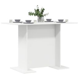 Berkfield Home Dining Table White 110x60x75 cm Engineered Wood - Size: 110 x 60 x 75 cm - thumbnail 3