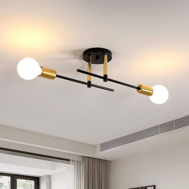 COMELY Sputnik Ceiling Light, E27 2 Lights Industrial Chandelier in Black - image 1