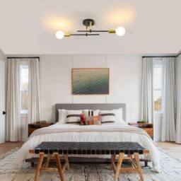 COMELY Sputnik Ceiling Light, E27 2 Lights Industrial Chandelier in Black - thumbnail 3